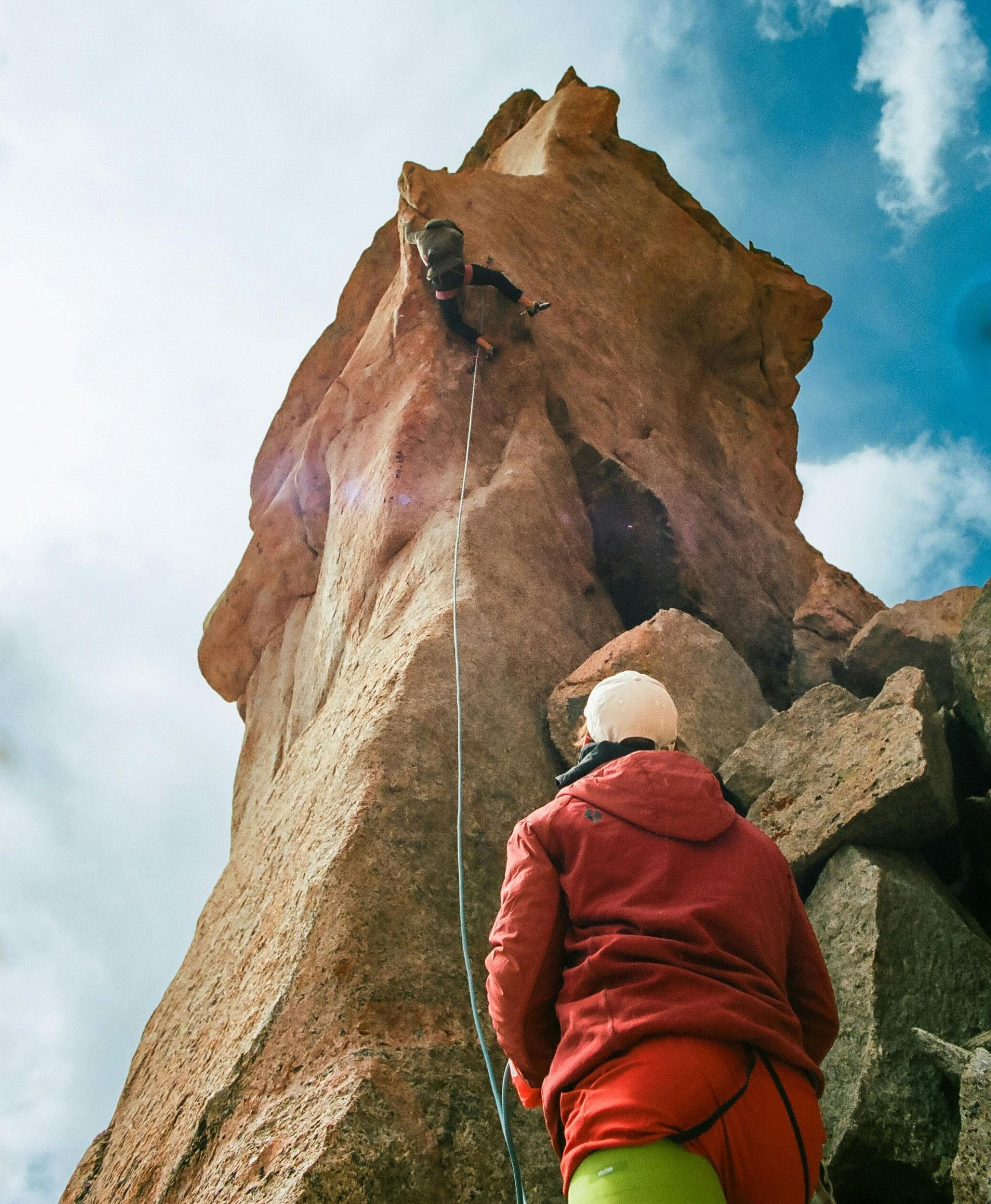 Climber on a challenging route